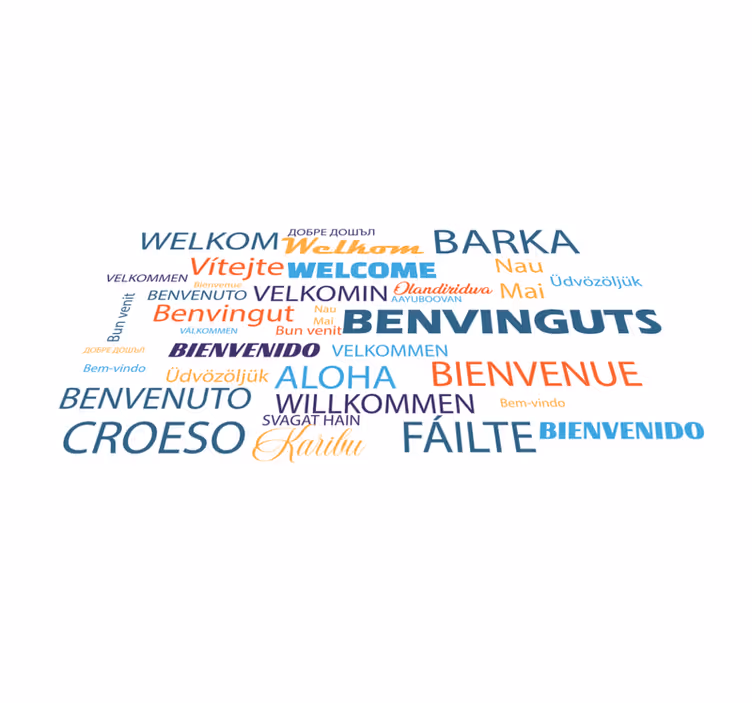 Tapis vinyle citation Bienvenue dans de nombreuses langues - TenStickers