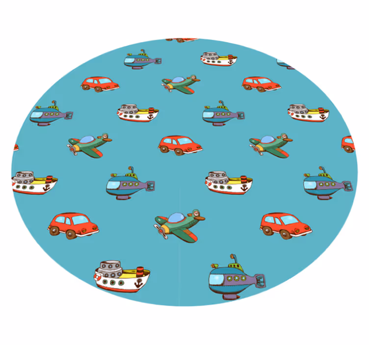 tapis vinyle chambre Modèle avec avion et transports - TenStickers