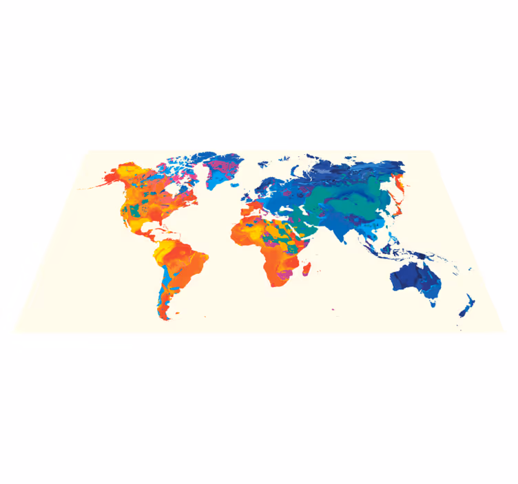 Tapis vinyle carte du monde Jolie carte du monde aquarelle - TenStickers