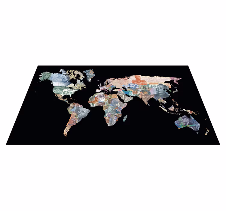 Tapis vinyle carte du monde carte des devises - TenStickers
