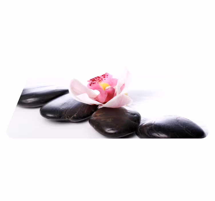 tapis vinyle cuisine Orchidée avec des pierres - TenStickers