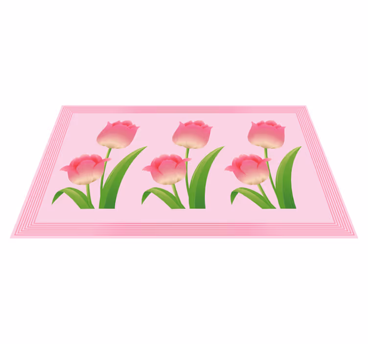 Tapis vinyle fleurs et plantes exposition de tulipes roses - TenStickers
