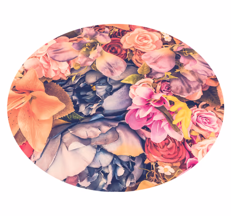 Tapis vinyle fleurs et plantes composition florale ronde - TenStickers