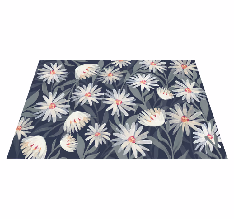 Tapis vinyle fleurs et plantes marguerites blanches florales - TenStickers