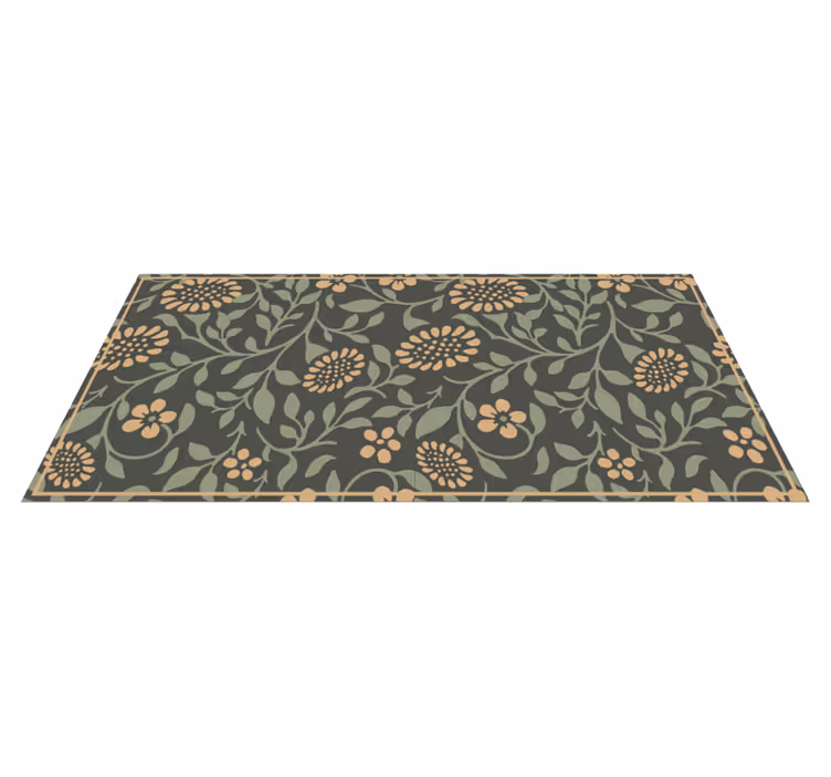 Tapis vinyle fleurs et plantes motif vert tournesol - TenStickers