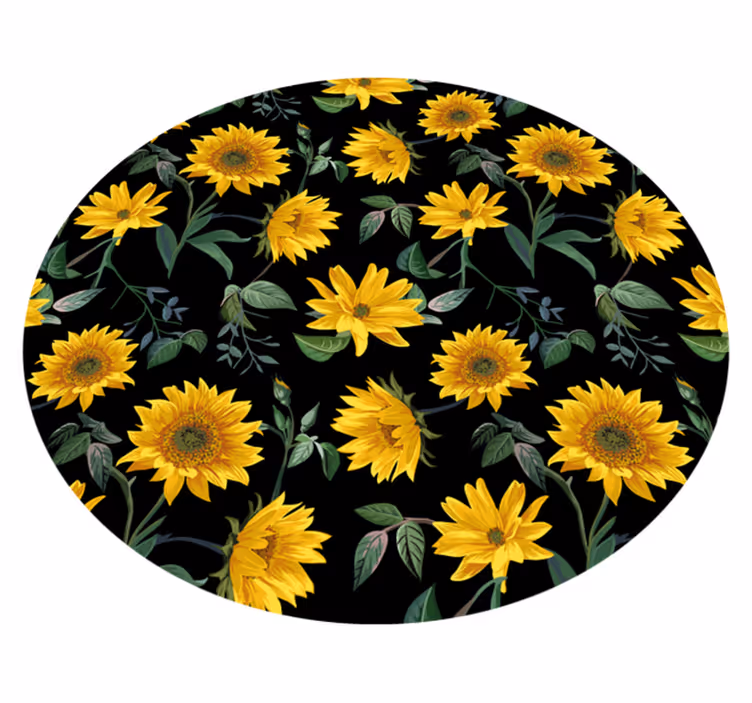 Tapis vinyle fleurs et plantes motif floral de tournesol - TenStickers