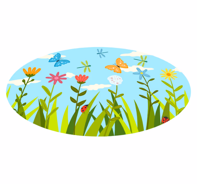 Tapis vinyle fleurs et plantes scène de jardin fleuri - TenStickers