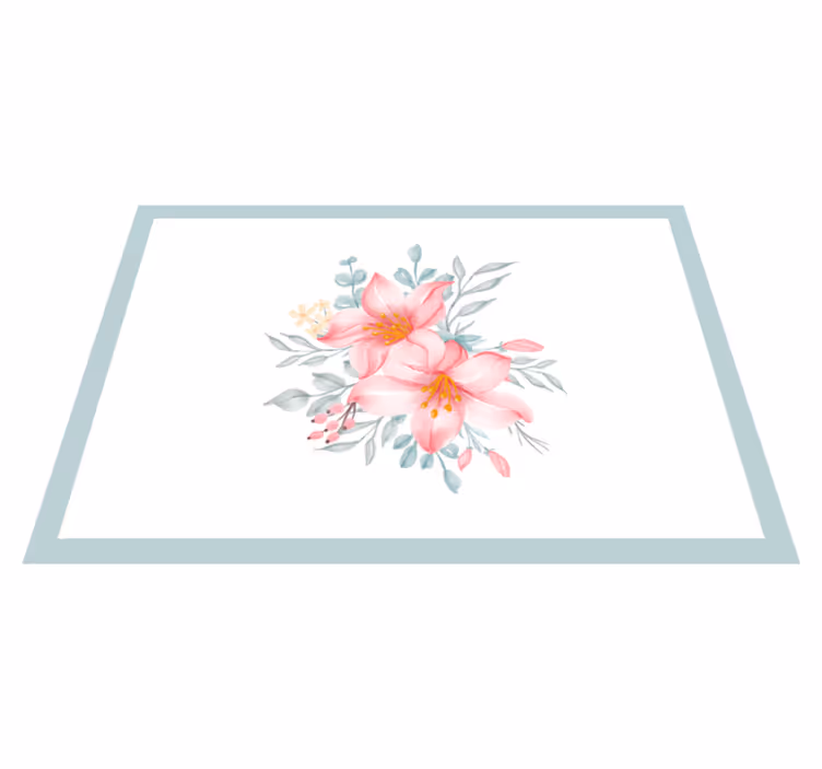 Tapis vinyle fleurs et plantes élégance florale rose - TenStickers