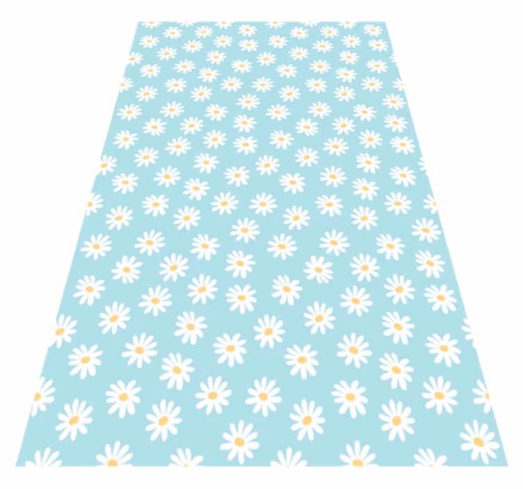 tapis vinyle chambre Fleurs blanches sur fond bleu - TenStickers