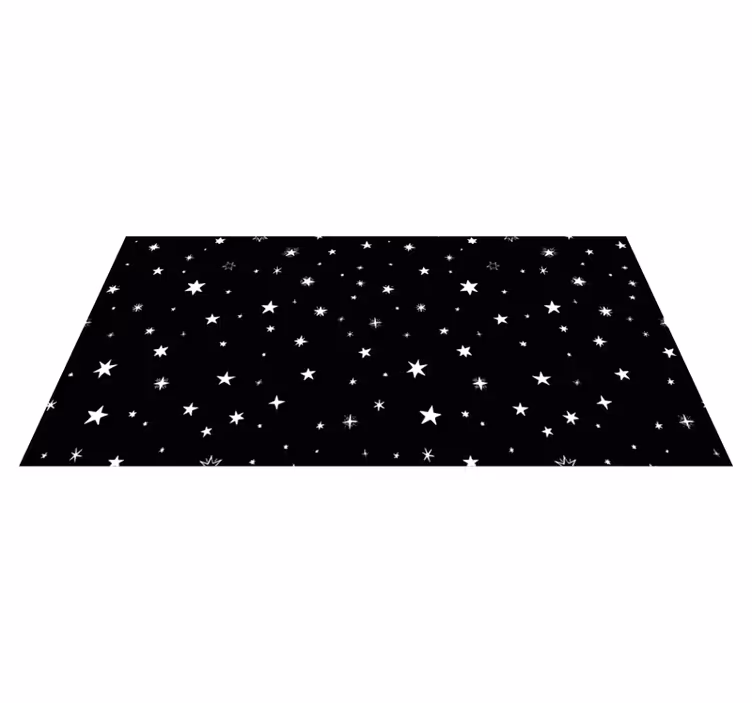 tapis vinyle salon Motifs étoiles noir et blanc - TenStickers