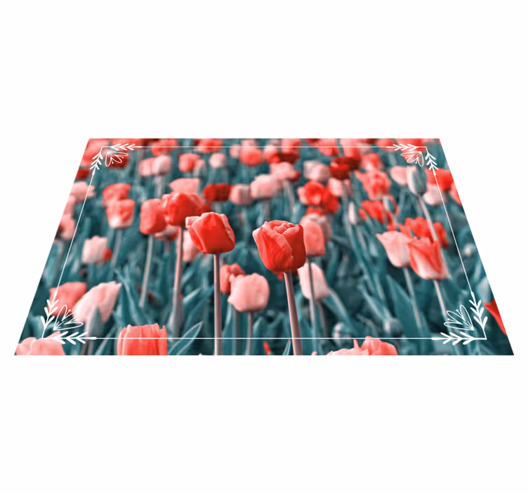 Tapis vinyle fleurs et plantes scène de champ de tulipes - TenStickers