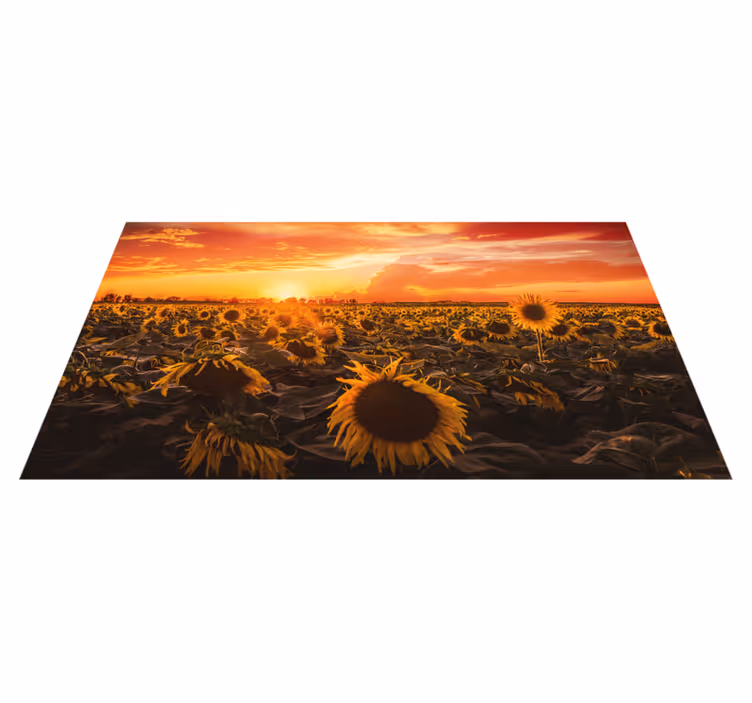 Tapis vinyle fleurs et plantes scène coucher de soleil - TenStickers