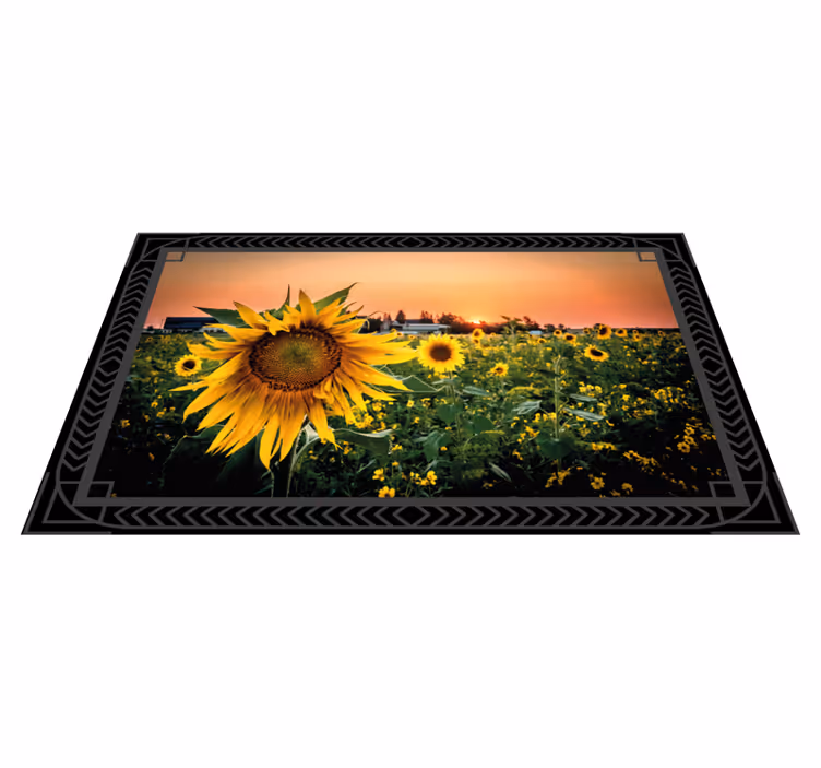tapis vinyle couloir Champ de tournesol fermer fleur - TenStickers