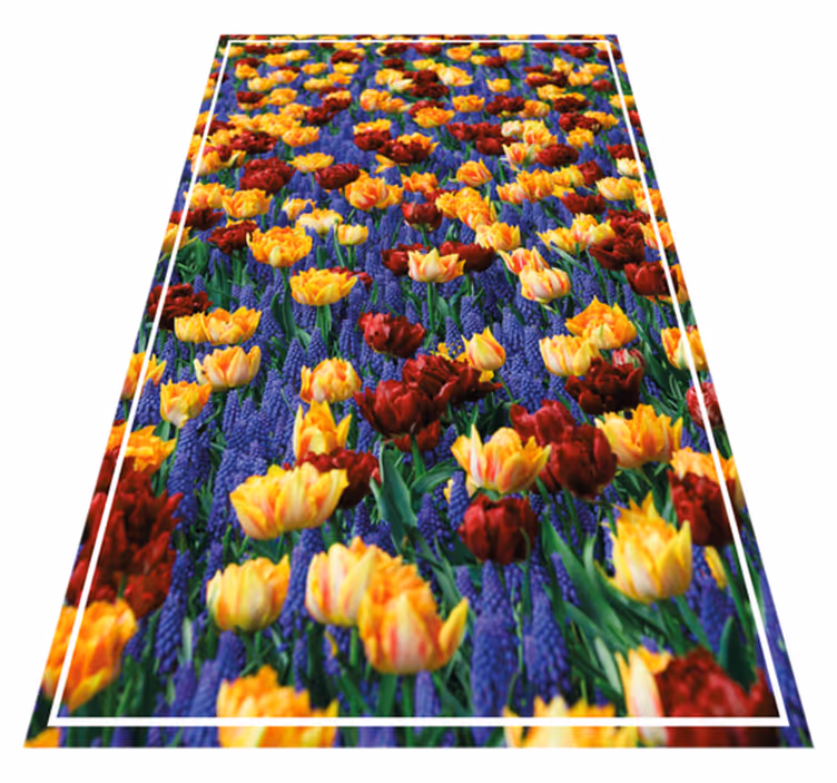 Tapis vinyle fleurs et plantes design jardin de tulipes - TenStickers
