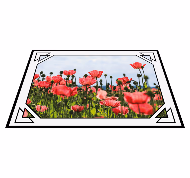 Tapis vinyle fleurs et plantes champ de coquelicots coloré - TenStickers