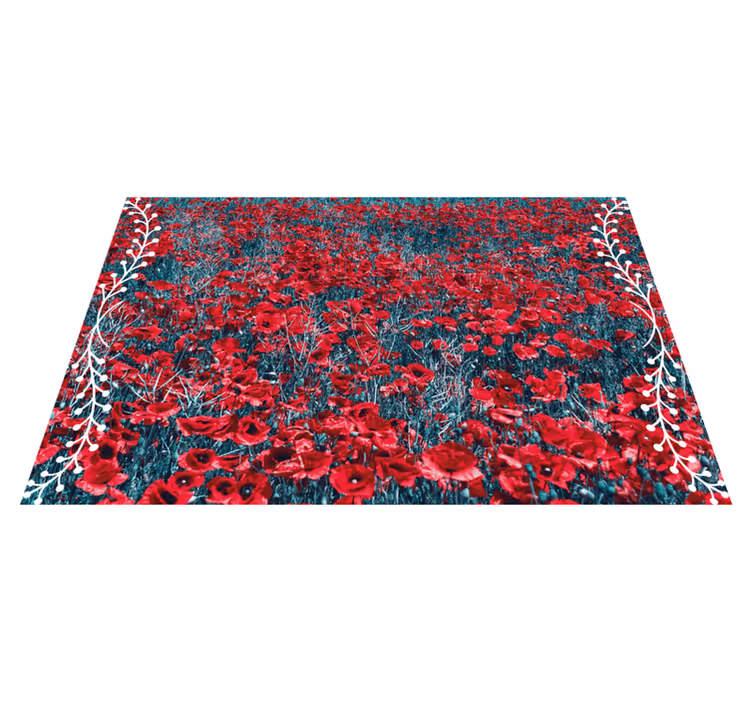 Tapis vinyle fleurs et plantes champ de coquelicots vibrant - TenStickers