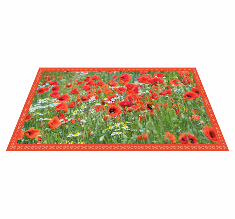 tapis vinyle couloir Pavot et petites fleurs blanches - TenStickers