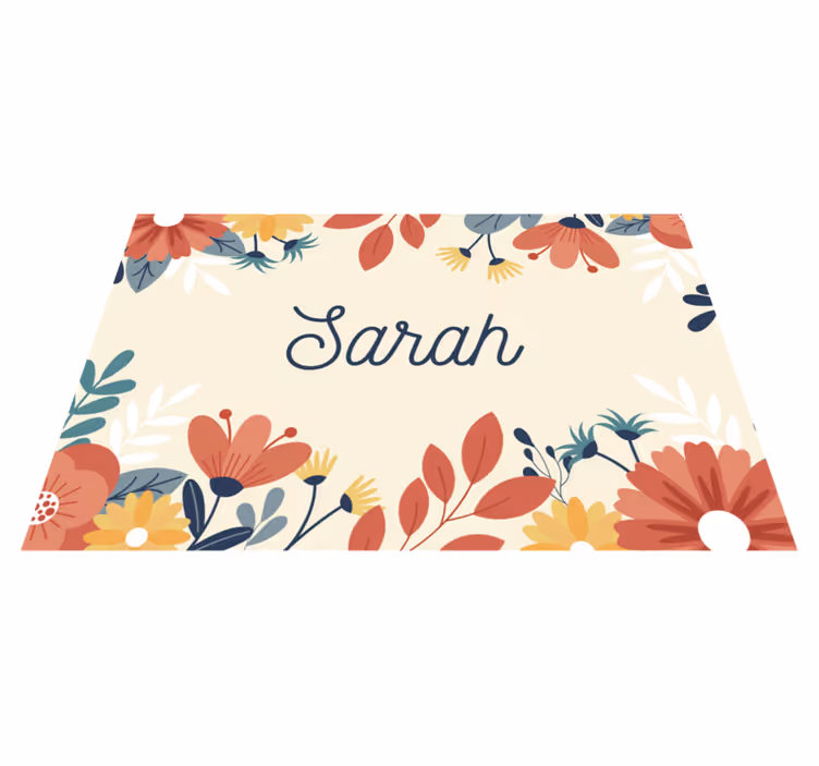 Tapis vinyle personnalisé Étiquette florale personnalisée - TenStickers