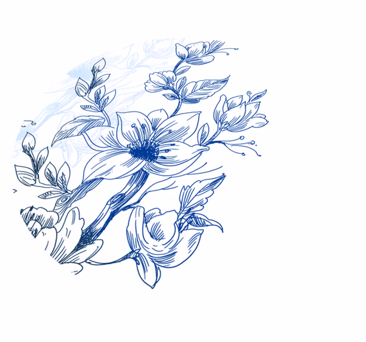tapis vinyle salon Fleurs bleues - TenStickers