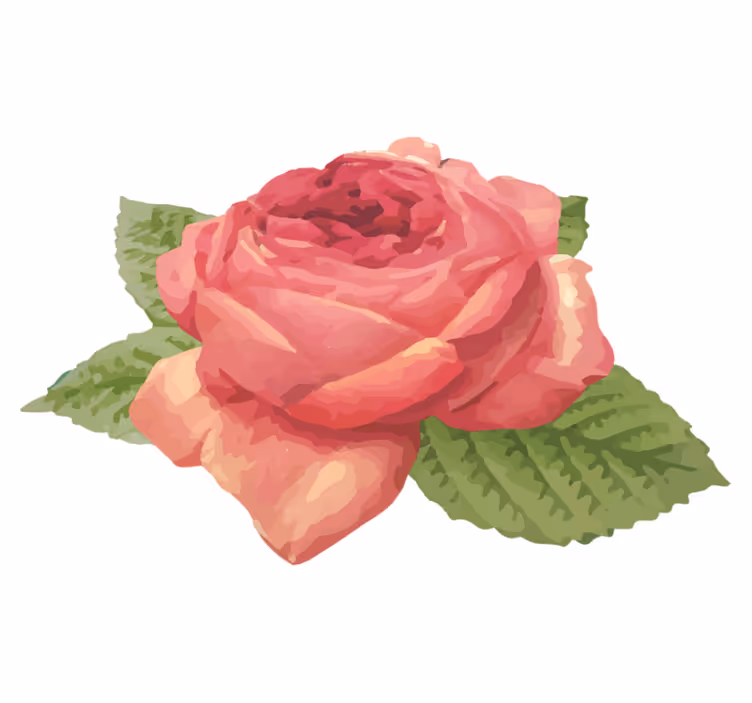 tapis vinyle salon Rose avec des feuilles - TenStickers