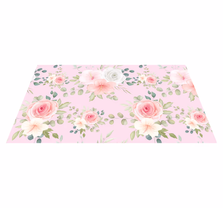 tapis vinyle salon vinylee de roses élégant en rose - TenStickers