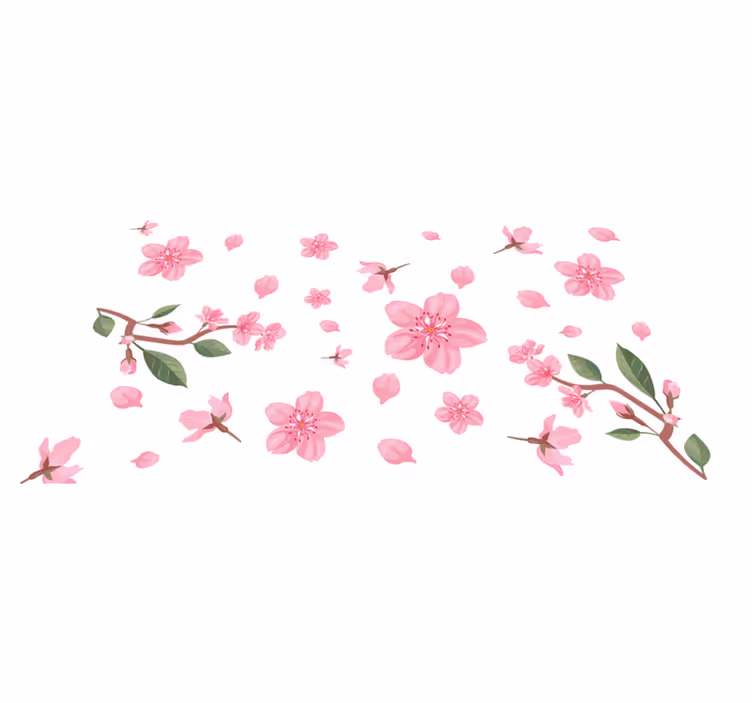 Tapis vinyle salon Fleurs de cerisier roses - TenStickers