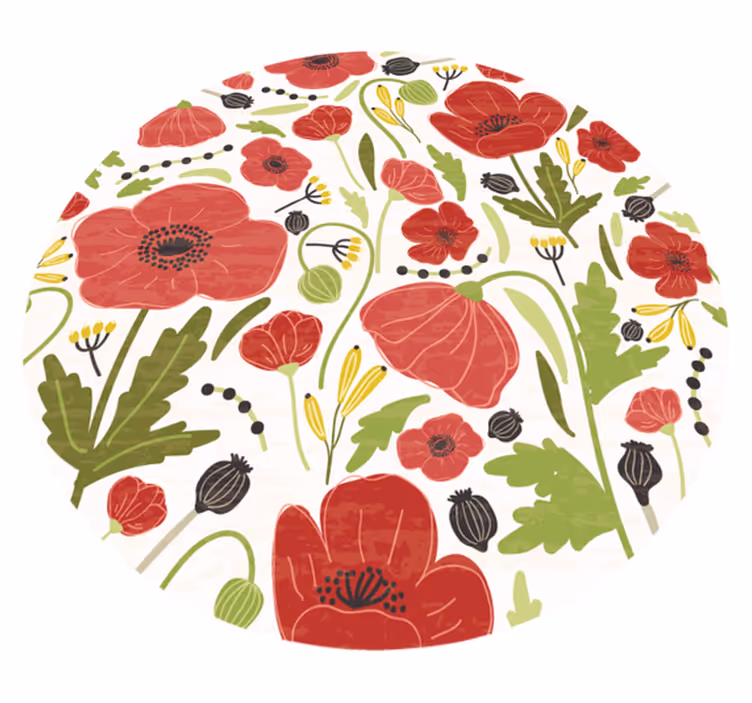 Tapis vinyle fleurs et plantes roses de pavot écarlate - TenStickers