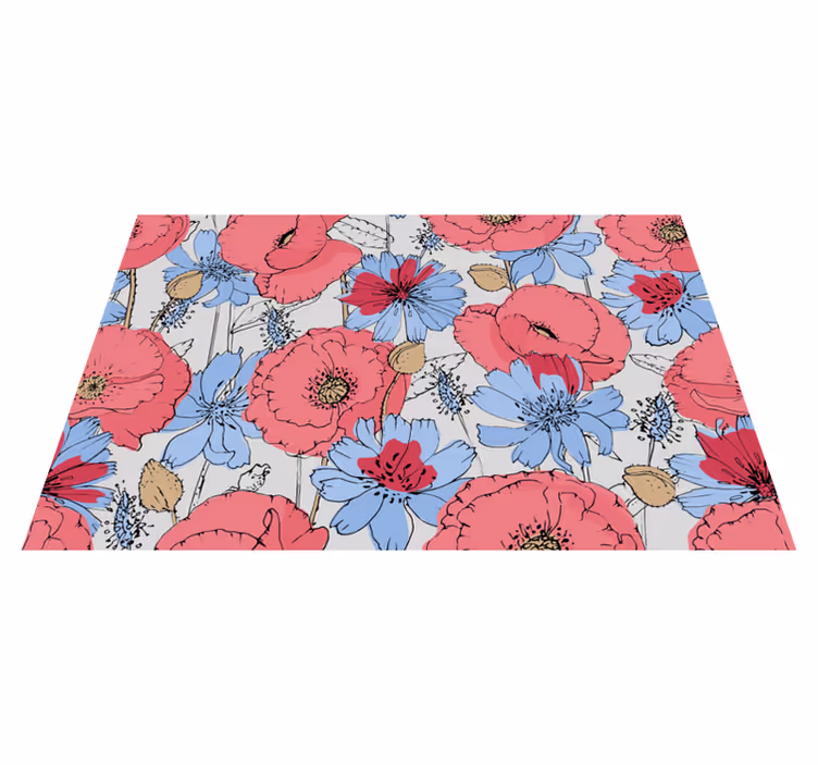 Tapis vinyle fleurs et plantes imprimé botanique vivant - TenStickers