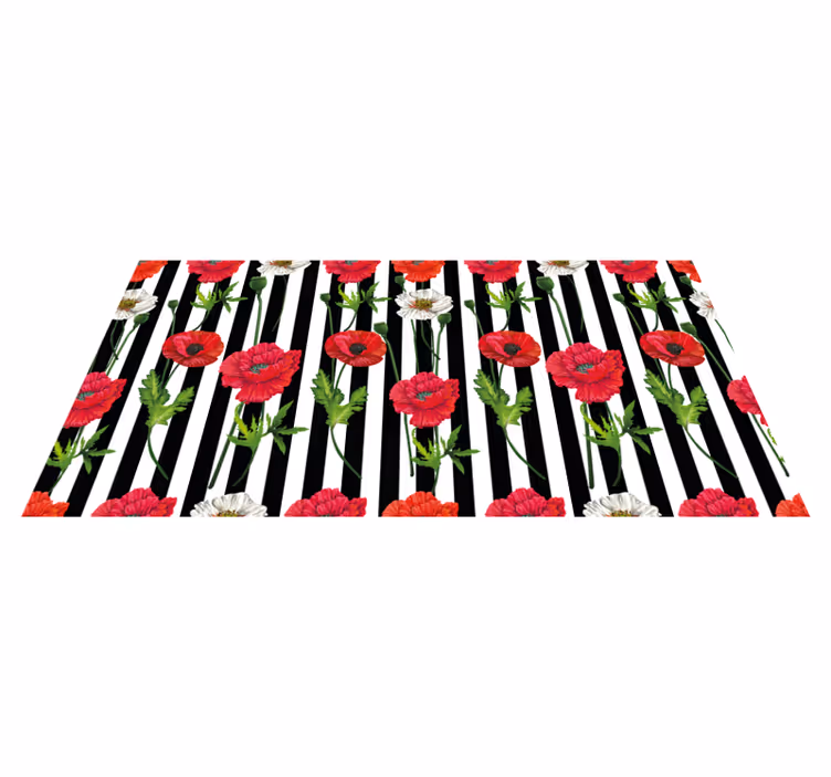 Tapis vinyle fleurs et plantes motif floral à rayures - TenStickers