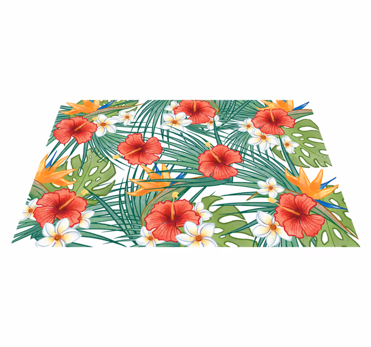 Tapis vinyle fleurs et plantes thème floral tropical - TenStickers