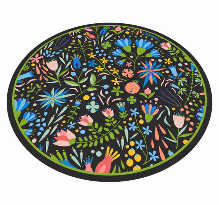 Tapis vinyle fleurs et plantes imprimé botanique vibrant - TenStickers