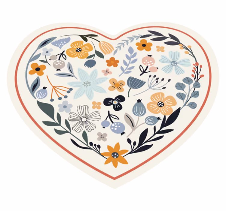 Tapis vinyle fleurs et plantes arrangement floral cœur - TenStickers