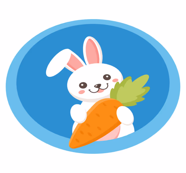 Tapis vinyle animal lapin heureux avec carotte - TenStickers