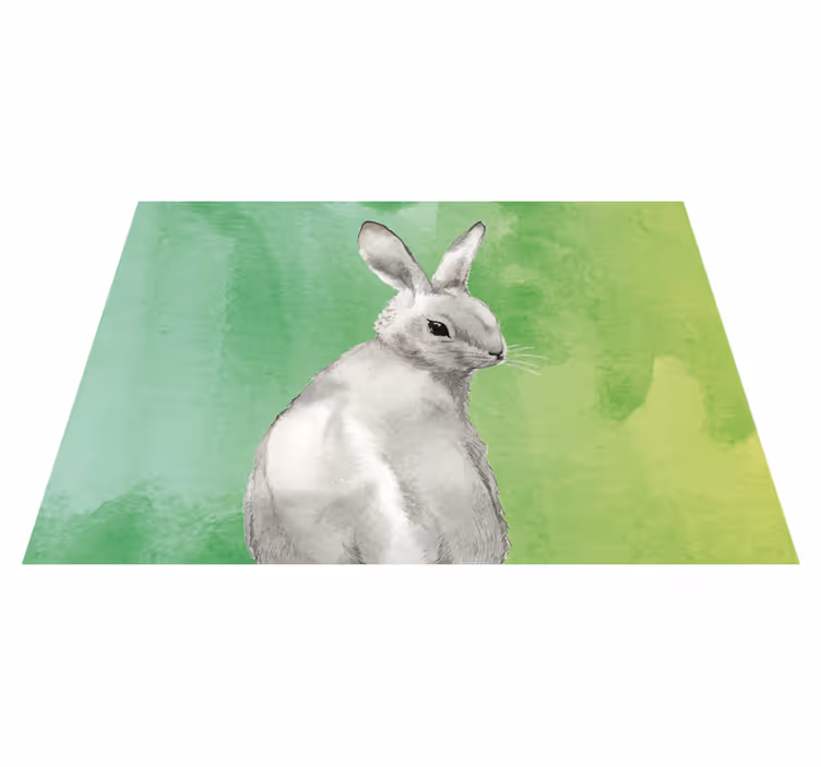 Tapis vinyle animal Lapin sur fond vert - TenStickers