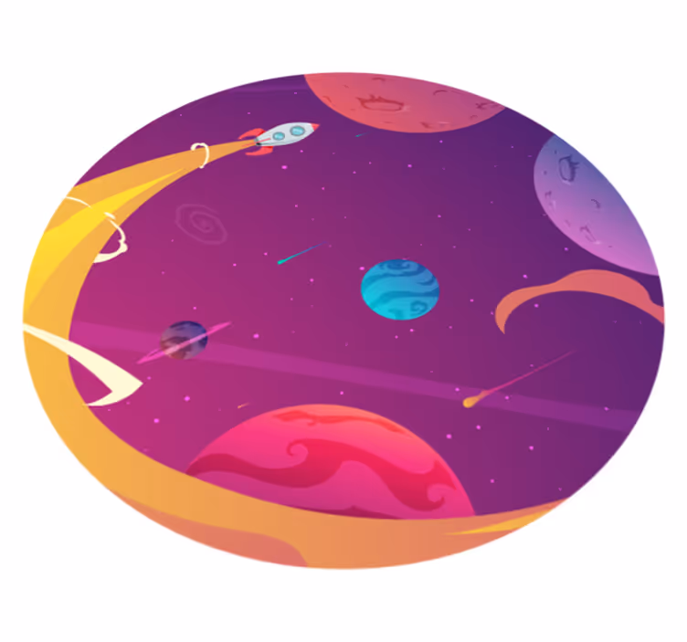 Tapis vinyle étoile voyage en fusée cosmique - TenStickers