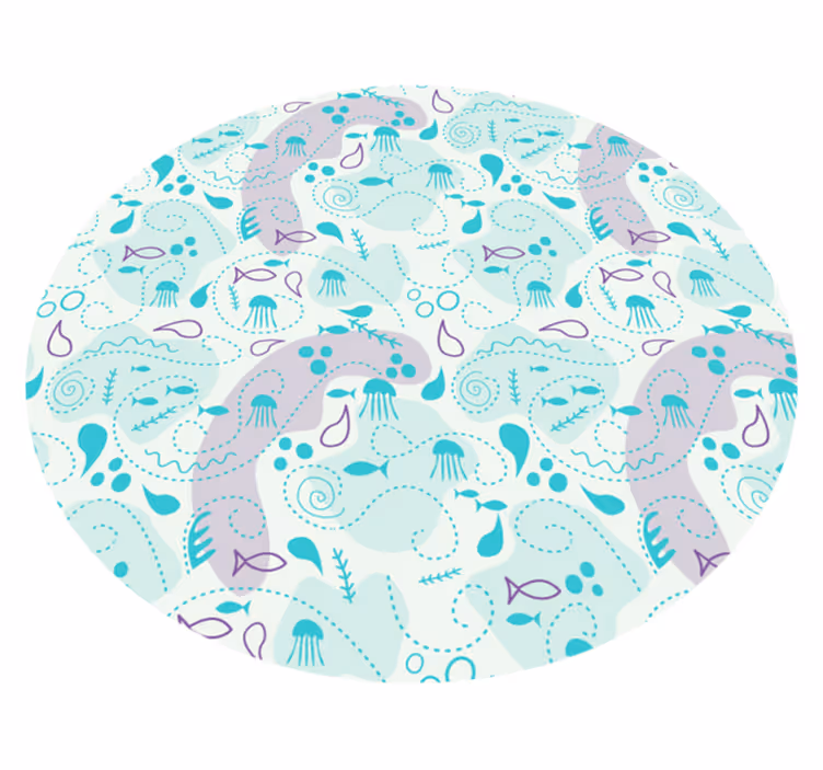 Tapis vinyle moderne Poisson violet et bleu - TenStickers