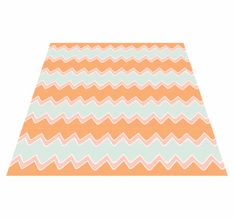 Tapis vinyle géométrique motif zigzag beige et bleu - TenStickers