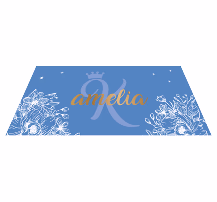 Tapis vinyle avec nom Nom de princesse doré et bleu - TenStickers