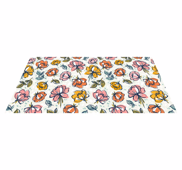 Tapis vinyle fleurs et plantes conception de jardin fleuri - TenStickers