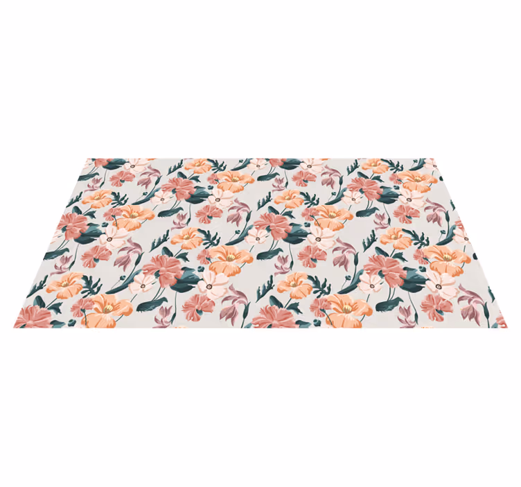 Tapis vinyle salon vinylee coloré en fleurs - TenStickers