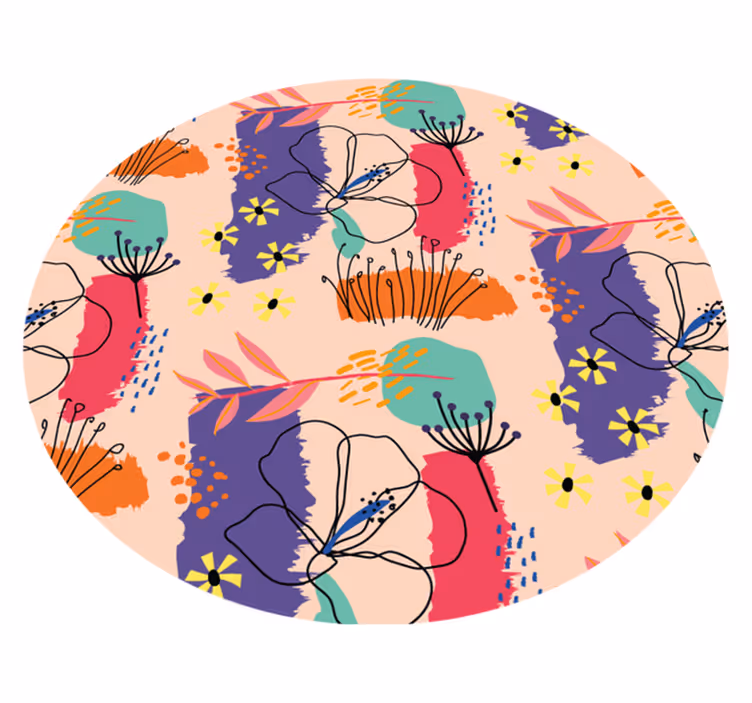 Tapis vinyle salon Fleurs abstraites peintes à la main - TenStickers
