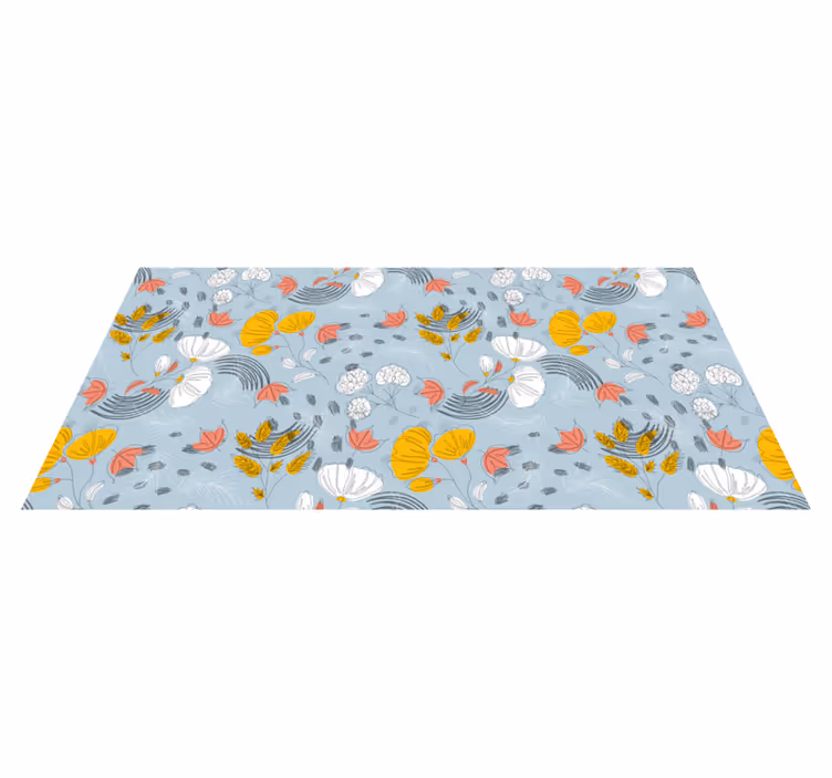 Tapis vinyle fleurs et plantes motif bleu fleuri - TenStickers
