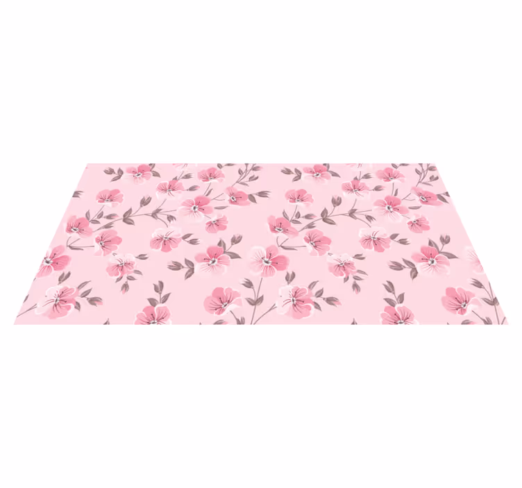 Tapis vinyle fleurs et plantes harmonie florale rose - TenStickers
