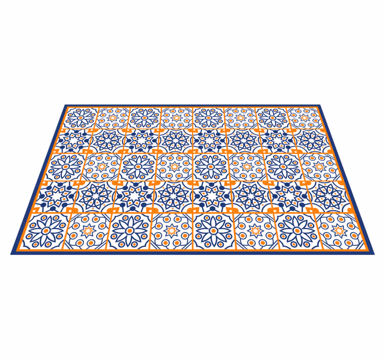 Tapis vinyle cuisine Bleu et orange - TenStickers