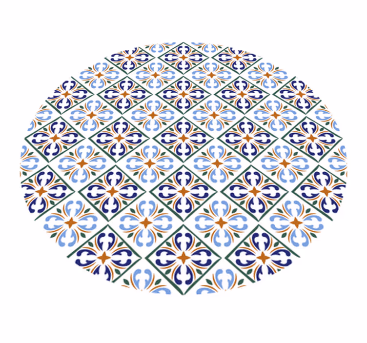 Tapis vinyle carreaux de ciment nuances de bleu géométriques - TenStickers
