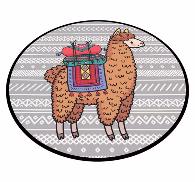 Tapis vinyle animal Lama avec des décorations - TenStickers