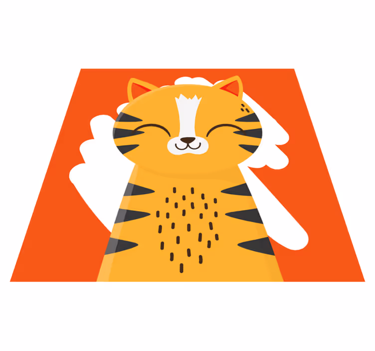 tapis vinyle chambre Chat orange à rayures noires - TenStickers