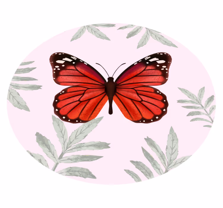 tapis vinyle rond Conception élégante de papillon rouge - TenStickers