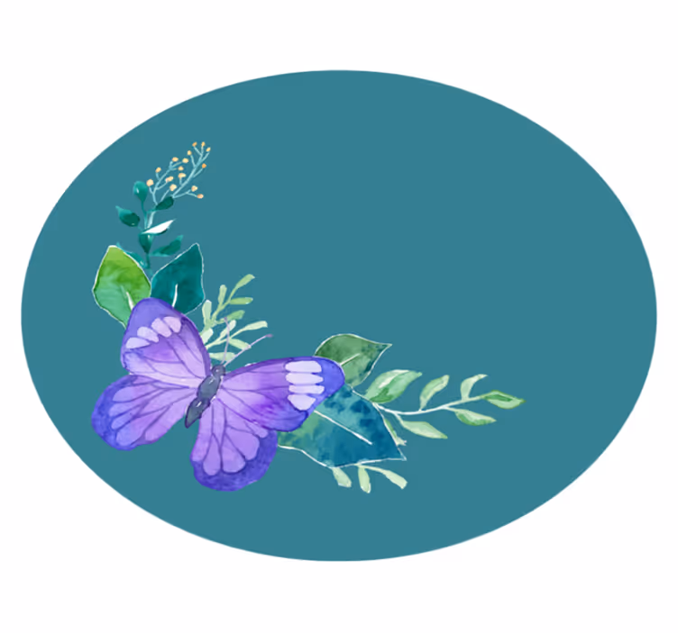 Tapis vinyle fleurs et plantes motif botanique de papillon - TenStickers