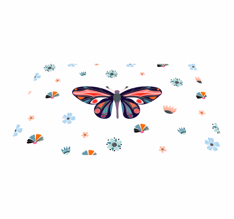 Tapis vinyle animal illustration de papillon vibrant - TenStickers